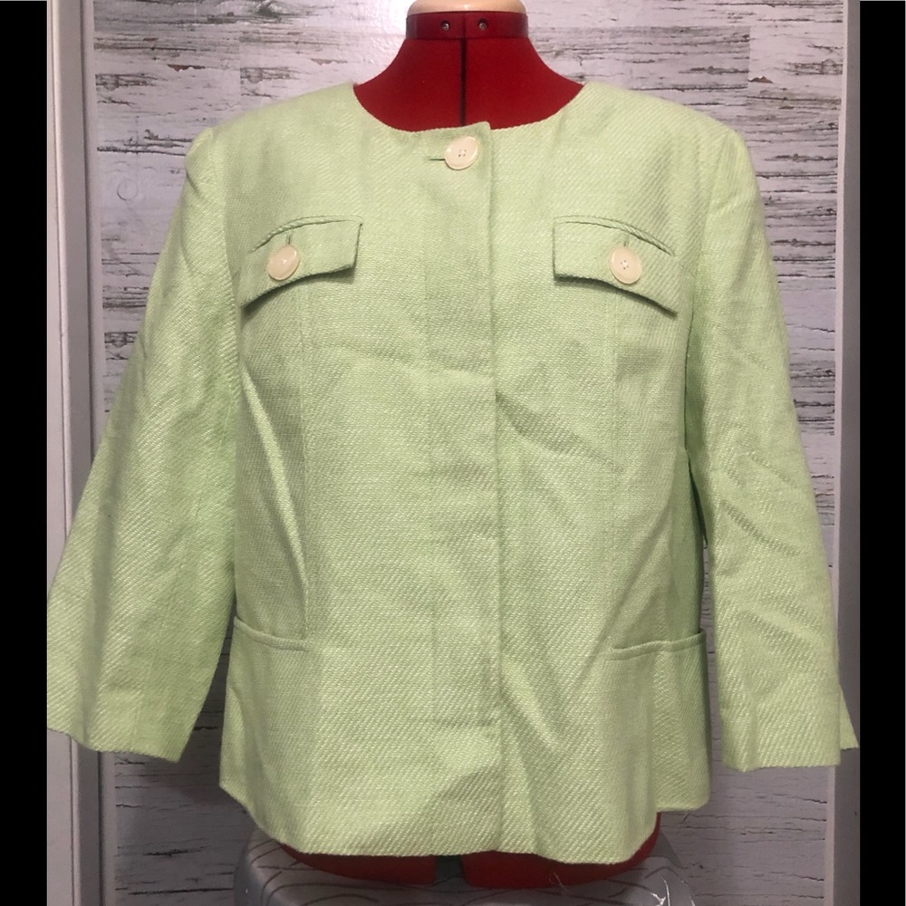 Jones New York pastel green blazer top size 14